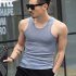 Men Fashion Summer Solid Color Sleeveless Vest Shirt for Gym Fitness Sports gray XL