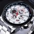Men Fashion Waterproof Multi Function Automatic Mechanical Watch Silver belt white dial