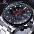 Men Fashion Waterproof Multi Function Automatic Mechanical Watch Gold belt black dial