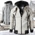Men Fashionable Hooded Sport Zippers Outerwear Sports Solid Color Hoodies creamy white M