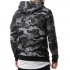 Men Fashionable Hoodie Cool Camouflage Sweater Casual Camo Pullover gray 2XL  