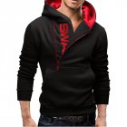 Men Fashionable Hoodie Letter Logo Casual Sweatshirts Hooded Pullover Top Black red 2XL