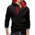 Men Fashionable Hoodie Letter Logo Casual Sweatshirts Hooded Pullover Top Black red L