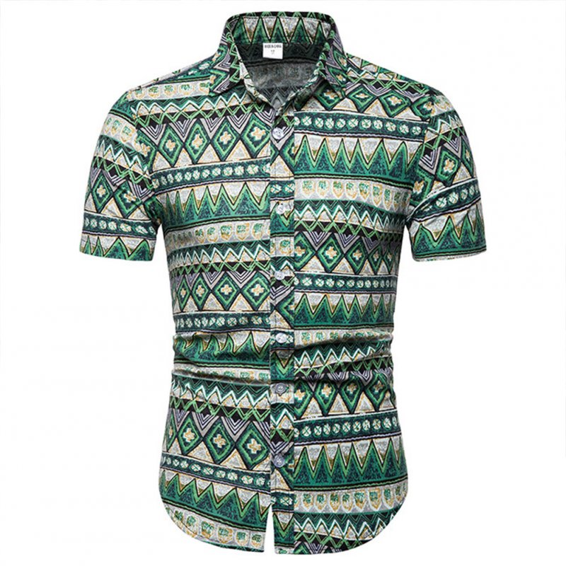 Men Floral Pattern Short Sleeve Blouse Hawaiian Shirts Summer Beach Holiday T Shirt As shown_3XL