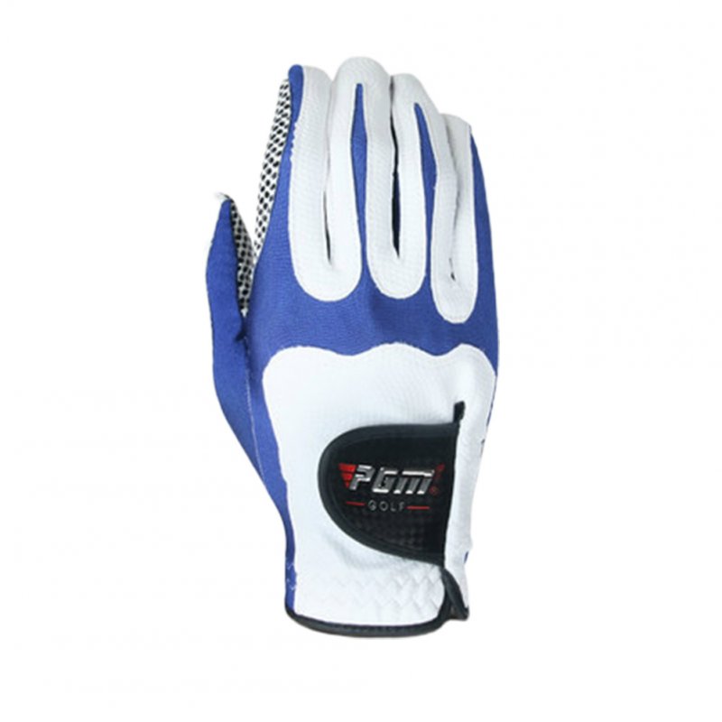 Men Golf Fiber Cloth Gloves Left/Right Hand Glove Magic Elastic Particles Men Slip-resistant Accessories [Right hand] white and blue_M