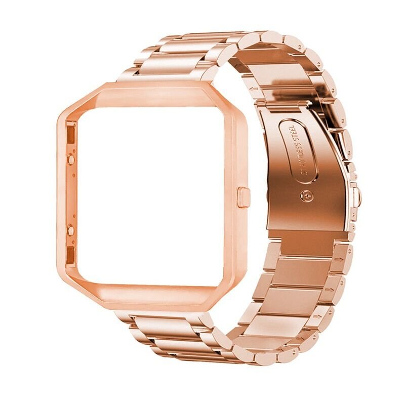Stainless Steel Wrist Band Classic Bracelet Elegant Strap Frame for Fitbit Blaze Smart Watch  Rose gold