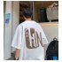 Men Half Sleeves T shirt Summer Round Neck Loose Casual Shirt Stylish Printing Pullover Tops White XL