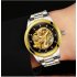 Men High end Fully Automatic Mechanical Watches Retro Dragon Pattern Business Waterproof Luminous Watch Gold band black surface