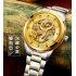 Men High end Fully Automatic Mechanical Watches Retro Dragon Pattern Business Waterproof Luminous Watch Gold band black surface
