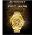 Men High end Fully Automatic Mechanical Watches Retro Dragon Pattern Business Waterproof Luminous Watch Gold band black surface
