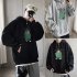 Men Hip hop Hoodie Sweatshirt Autumn Winter Cartoon Animal Couple Loose Casual Pullover Tops black XL