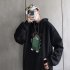 Men Hip hop Hoodie Sweatshirt Autumn Winter Cartoon Animal Couple Loose Casual Pullover Tops black XL