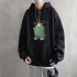 Men Hip hop Hoodie Sweatshirt Autumn Winter Cartoon Animal Couple Loose Casual Pullover Tops black L
