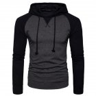Men Hip hop Long Sleeve Hoodie Fashion Combined Color Sports Casual Pullover Sweatshirt  Dark gray L