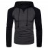 Men Hip hop Long Sleeve Hoodie Fashion Combined Color Sports Casual Pullover Sweatshirt  Dark gray S