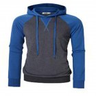 Men Hip hop Long Sleeve Hoodie Fashion Combined Color Sports Casual Pullover Sweatshirt  Blue gray S