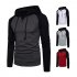 Men Hip hop Long Sleeve Hoodie Fashion Combined Color Sports Casual Pullover Sweatshirt  Blue gray S