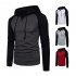 Men Hip hop Long Sleeve Hoodie Fashion Combined Color Sports Casual Pullover Sweatshirt  Blue gray XL