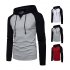 Men Hip hop Long Sleeve Hoodie Fashion Combined Color Sports Casual Pullover Sweatshirt  light grey M