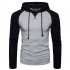 Men Hip hop Long Sleeve Hoodie Fashion Combined Color Sports Casual Pullover Sweatshirt  light grey S