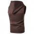 Men Hooded Vest With Pockets Slim Fit Zipper Cardigan Sleeveless Tops Casual Solid Color Sweatshirt Vest Brown M