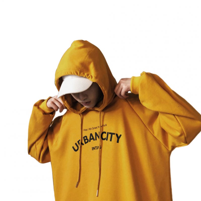 Men Hoodie Boy Hooded Top Casual Daily Wear Loose Edition Sportswear Jogging Clothing yellow_M