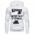 Men Hoodie Sweatshirt New York 7 Printing Drawstring Loose Male Casual Pullover Tops Gray XL