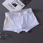 Men Ice Silk Stretch Underwear Mid waist Solid Color Boxer Briefs Breathable Lightweight Underpants PU white XL