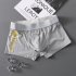 Men Ice Silk Stretch Underwear Mid waist Solid Color Boxer Briefs Breathable Lightweight Underpants PU white XL