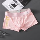 Men Ice Silk Stretch Underwear Mid-waist Solid Color Boxer Briefs Breathable Lightweight Underpants PU pink XL