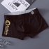 Men Ice Silk Stretch Underwear Mid waist Solid Color Boxer Briefs Breathable Lightweight Underpants PU black L
