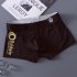 Men Ice Silk Stretch Underwear Mid waist Solid Color Boxer Briefs Breathable Lightweight Underpants PU black L