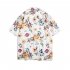 Men Japanese Floral Shirt Trendy Short Sleeves Loose Hawaiian Retro Cardigan Tops For Couple 1326  Apricot L