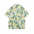 Men Japanese Floral Shirt Trendy Short Sleeves Loose Hawaiian Retro Cardigan Tops For Couple 1326  Apricot XL