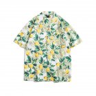 Men Japanese Floral Shirt Trendy Short Sleeves Loose Hawaiian Retro Cardigan Tops For Couple 1327# White L