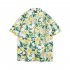 Men Japanese Floral Shirt Trendy Short Sleeves Loose Hawaiian Retro Cardigan Tops For Couple 1328  white M