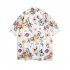 Men Japanese Floral Shirt Trendy Short Sleeves Loose Hawaiian Retro Cardigan Tops For Couple 1328  white M