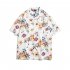 Men Japanese Floral Shirt Trendy Short Sleeves Loose Hawaiian Retro Cardigan Tops For Couple 1328  white M