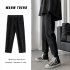 Men Jeans Denim Pants Low Waist Straight Bottom Loose Casual Male Trousers Black XXL
