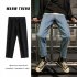Men Jeans Denim Pants Low Waist Straight Bottom Loose Casual Male Trousers Black XL