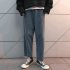Men Jeans Denim Pants Straight Bottom Loose Casual Male Trousers  Blue S