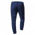 Men Jeans Fashion Middle Waist Patch Denim Trousers Pants for Adults Blue S
