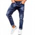 Men Jeans Spring Autumn Blue Ripped Jeans Casual Pants Blue S