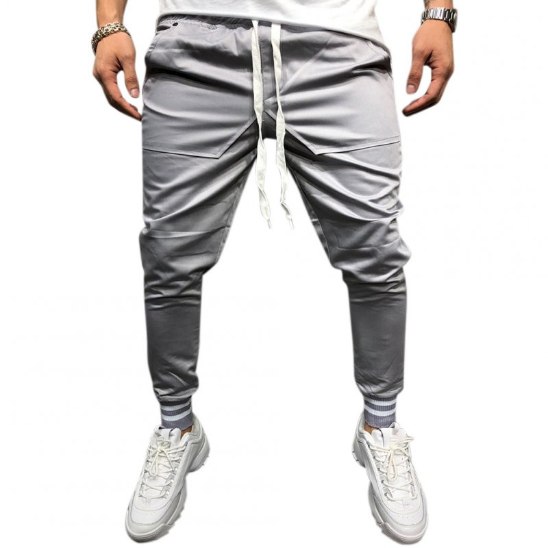 Men Jogger Pants Urban Hip Hop Casual Trousers Pants Fitness Sports Slacks  gray_M