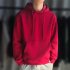 Men Kangaroo Pocket Plain Colour Sweaters Hoodies for Winter Sports Casual  red L