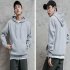 Men Kangaroo Pocket Plain Colour Sweaters Hoodies for Winter Sports Casual  light gray XL
