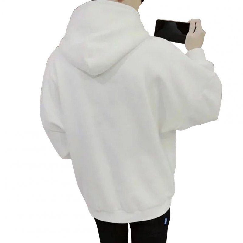 Men Kangaroo Pocket Plain-Colour Sweaters Hoodies for Winter Sports Casual  white_XXL