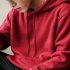 Men Kangaroo Pocket Plain Colour Sweaters Hoodies for Winter Sports Casual  red XL