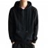Men Kangaroo Pocket Plain Colour Sweaters Hoodies for Winter Sports Casual  black L