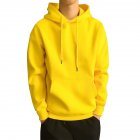 Men Kangaroo Pocket Plain-Colour Sweaters Hoodies for Winter Sports Casual  yellow_XXL